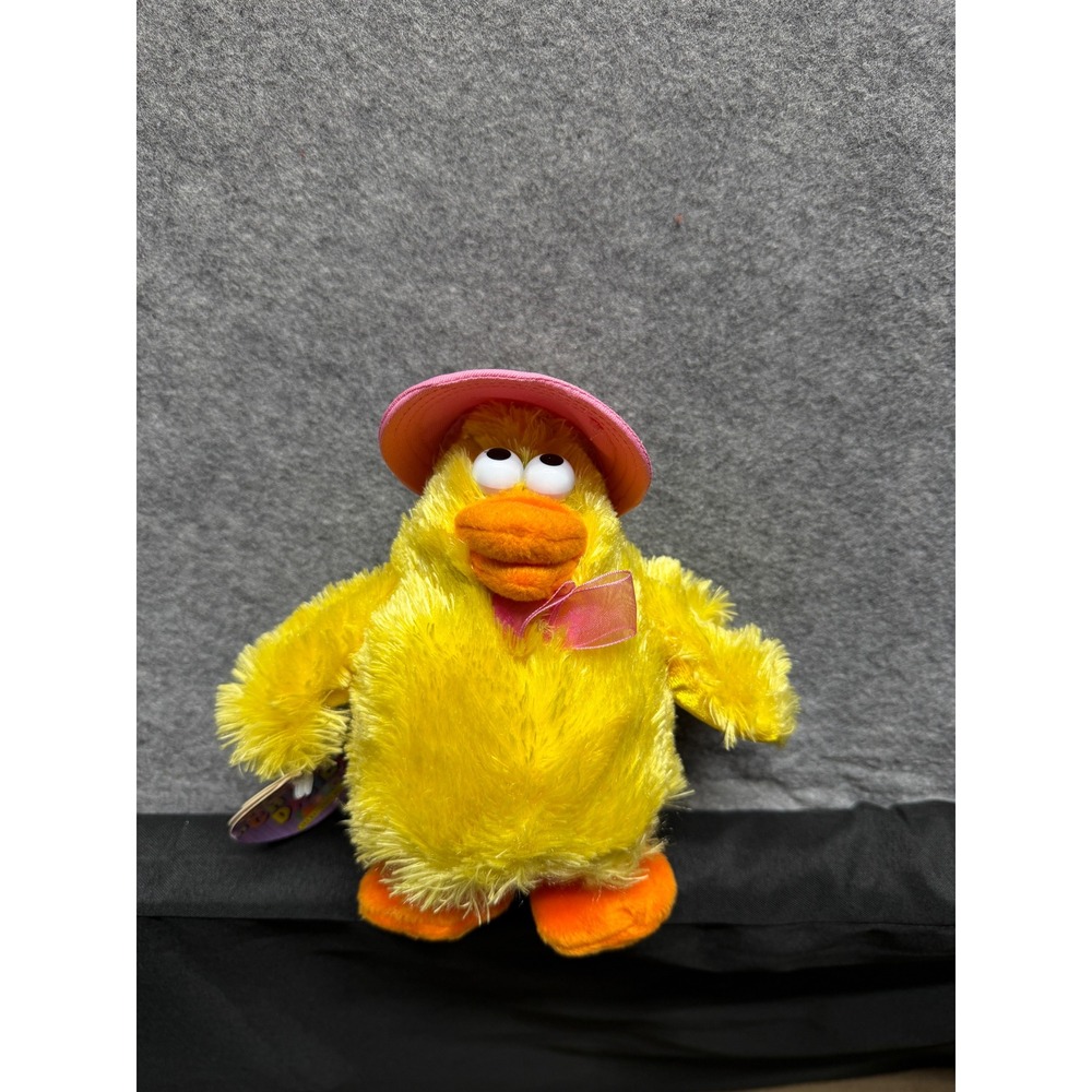 Dan Dee Sing and Dance Chicken Dance Plush Yellow Easter Bird Pink Hat Light Up